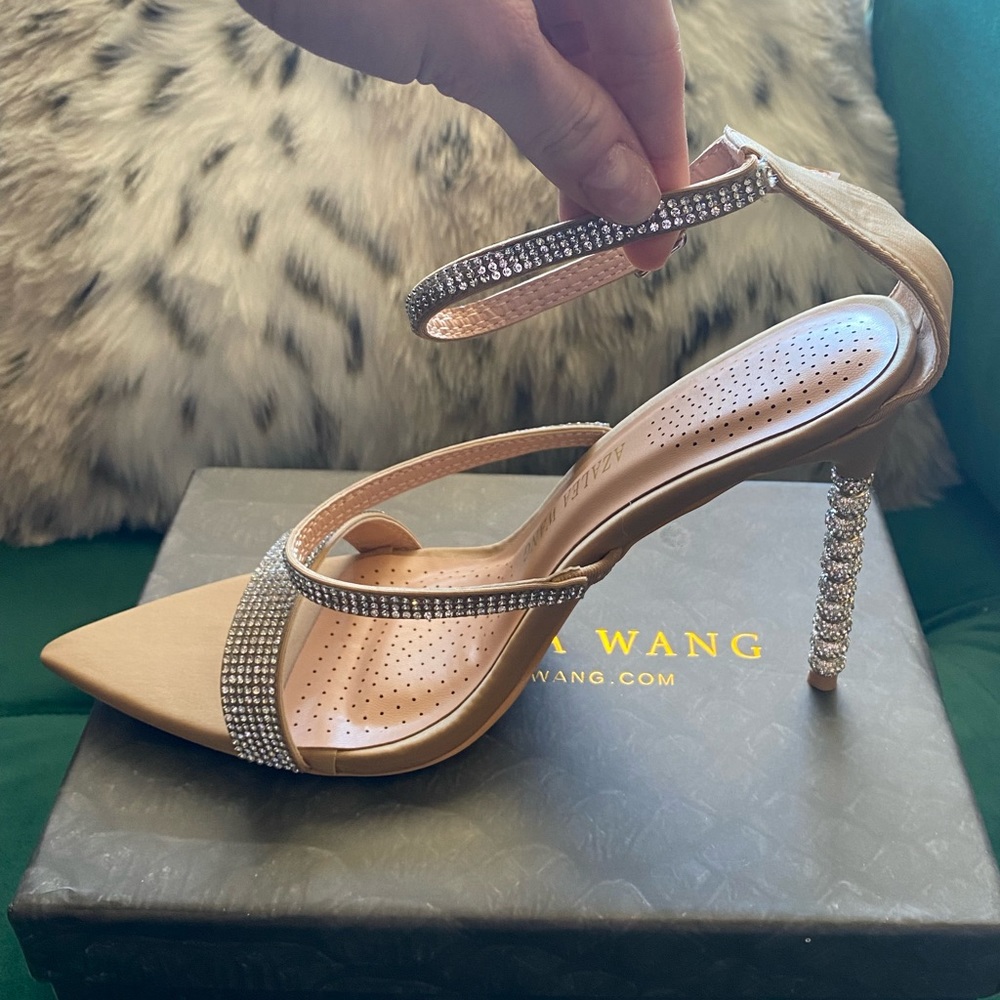 NWT Azalea Wang Nude Rhinestone Stilettos